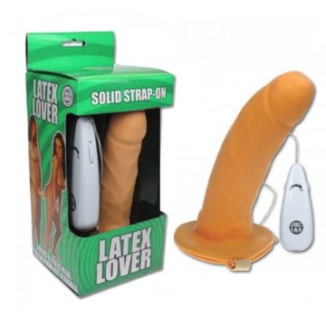 18 cm Latex Lover İçi Boş Titreşimli Belden Bağlamalı Protez Penis
