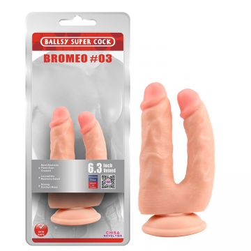 18 cm Bromeo İki Uçlu Vantuzlu Çatal Dildo