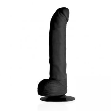 20 cm One Touch Silicone Titreşimli Realistik Penis - Zenci