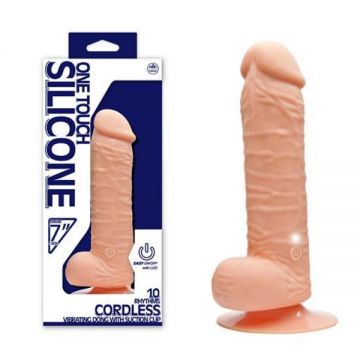18 cm One Touch Silicone Titreşimli Kablosuz Realistik Penis