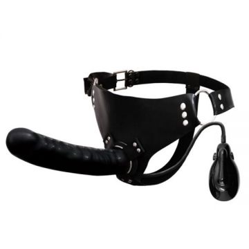 15 cm Zenci Tam Otomatik Şişen Pompalı Belden Bağlamalı Penis