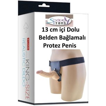 13 cm Ten Rengi İçi Dolu Belden Bağlamalı Protez Penis