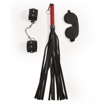 Göz Maskesi - Kırbaç - Bileklik Fantezi Seti 