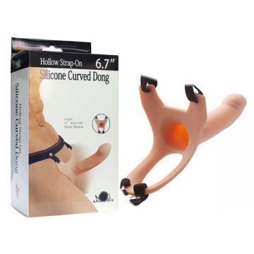 17 cm Hallow Strap-on Silicone Curved Dong