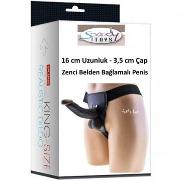 16 cm Mounter Zenci Anal Belden Bağlamalı Penis